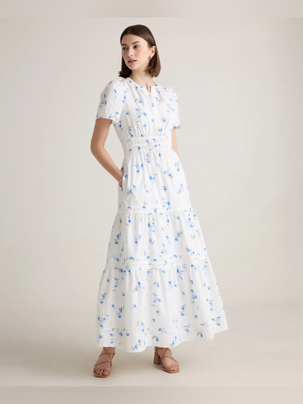 Quince 100% Organic Cotton Poplin Tiered Maxi Dress